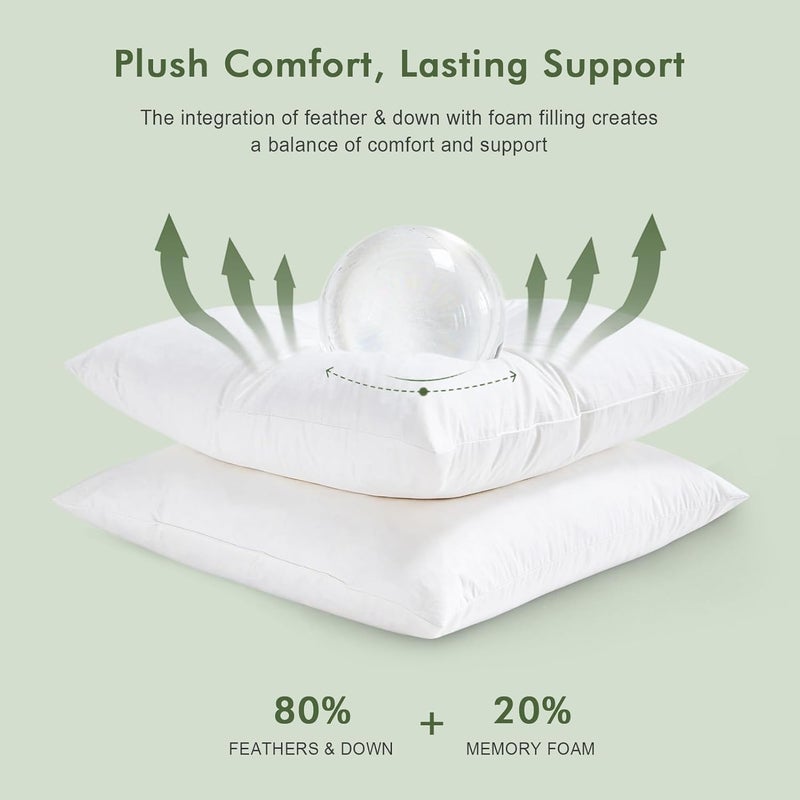 TOPGREEN وسادة ريش داون 14x36، غلاف قطن عضوي 100%، وسادة لومبار كبيرة، وسادة زخرفية لغرفة المعيشة، الأريكة، أو السرير (أبيض) - Image 3